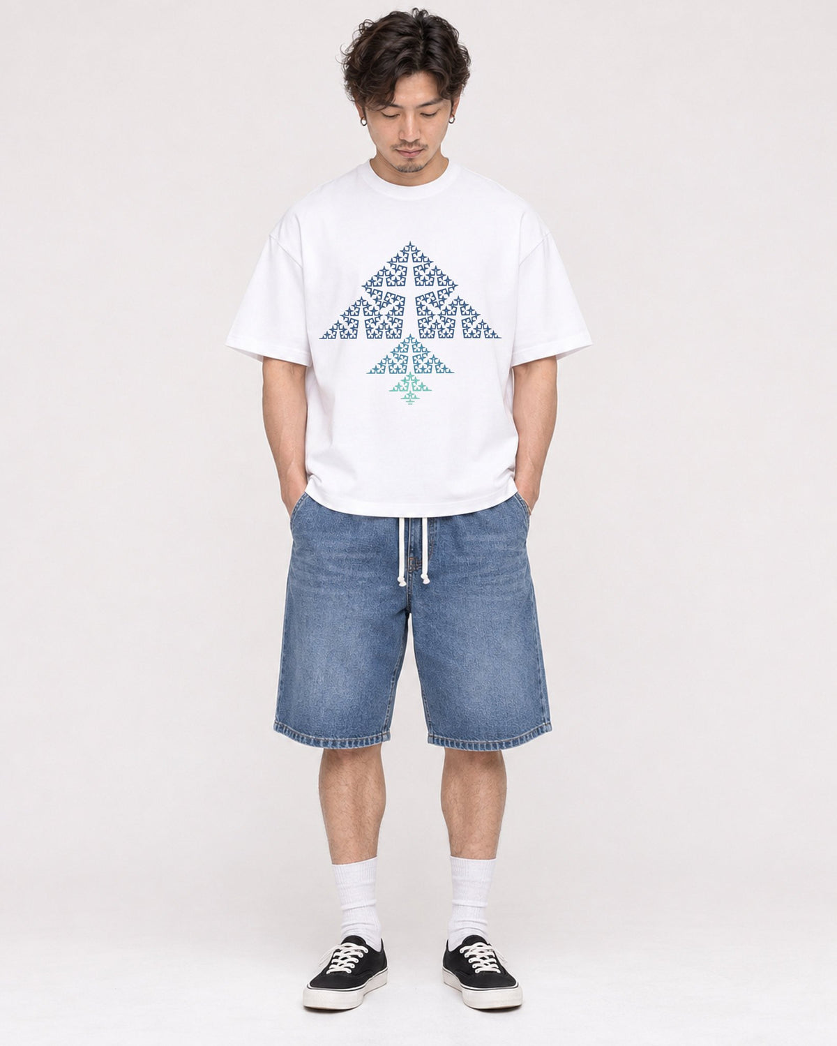Mockup Boxy Heavyweight Tee White male full-body 03