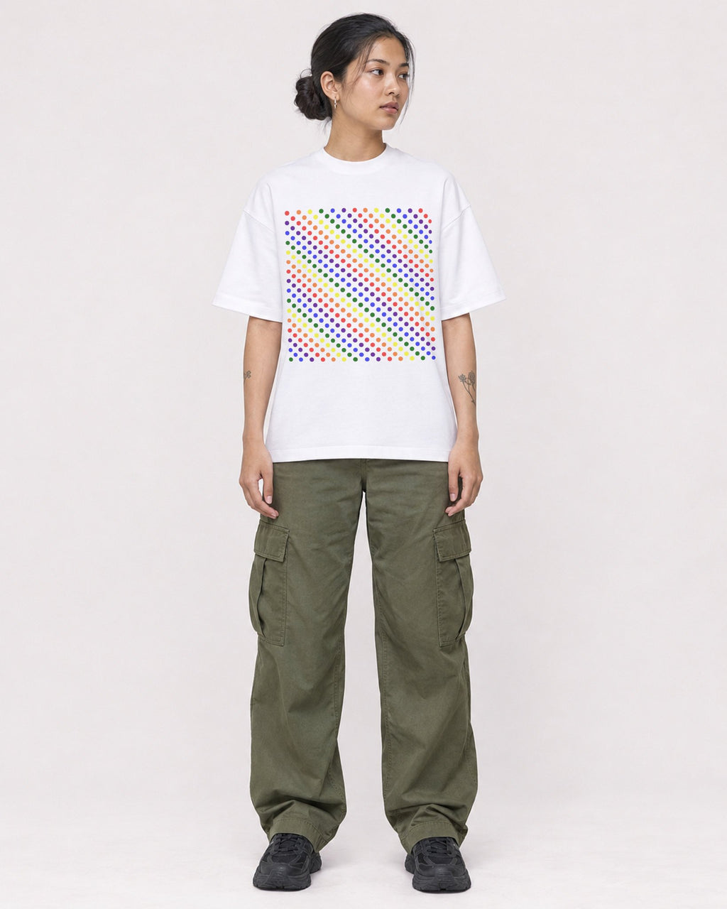 Mockup Boxy Heavyweight Tee White female full-body 12