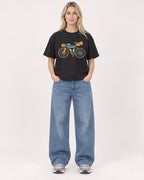 Mockup Boxy Heavyweight Tee Black female full-body 08