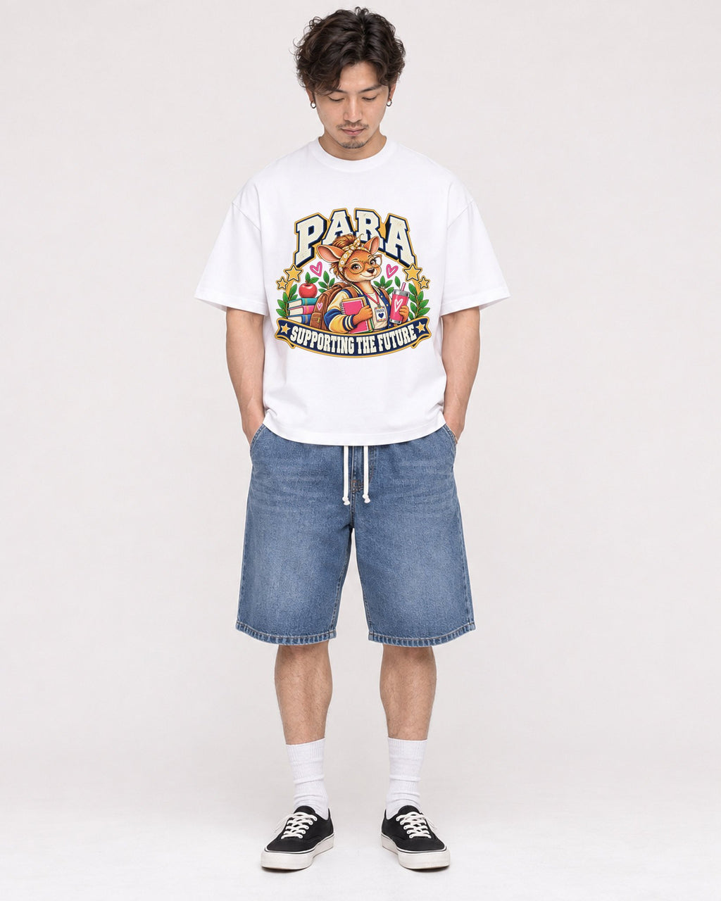 Mockup Boxy Heavyweight Tee White male full-body 03