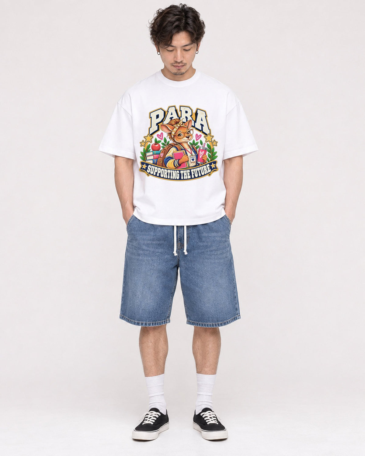 Mockup Boxy Heavyweight Tee White male full-body 03