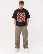 Mockup Boxy Heavyweight Tee Black male full-body 08