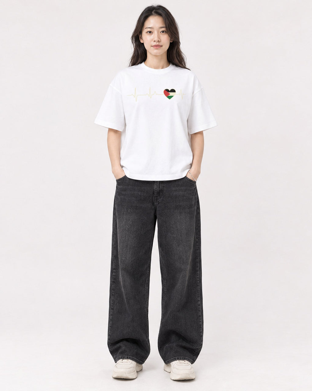 Mockup Boxy Heavyweight Tee White female full-body 03