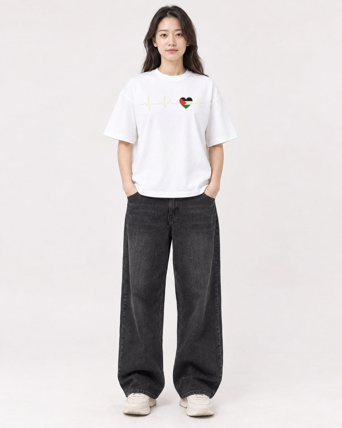 Mockup Boxy Heavyweight Tee White female full-body 03
