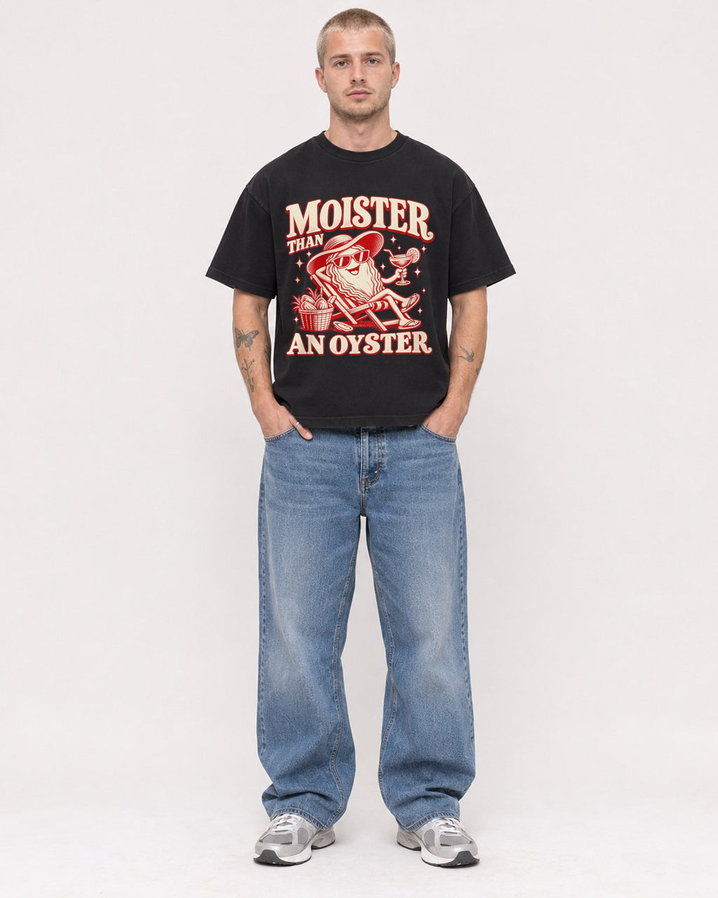 Mockup Boxy Heavyweight Tee Black male full-body 18