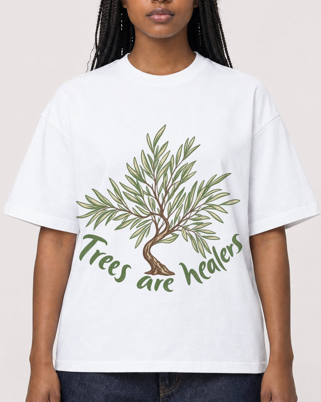 Mockup Boxy Heavyweight Tee White female close-up 04