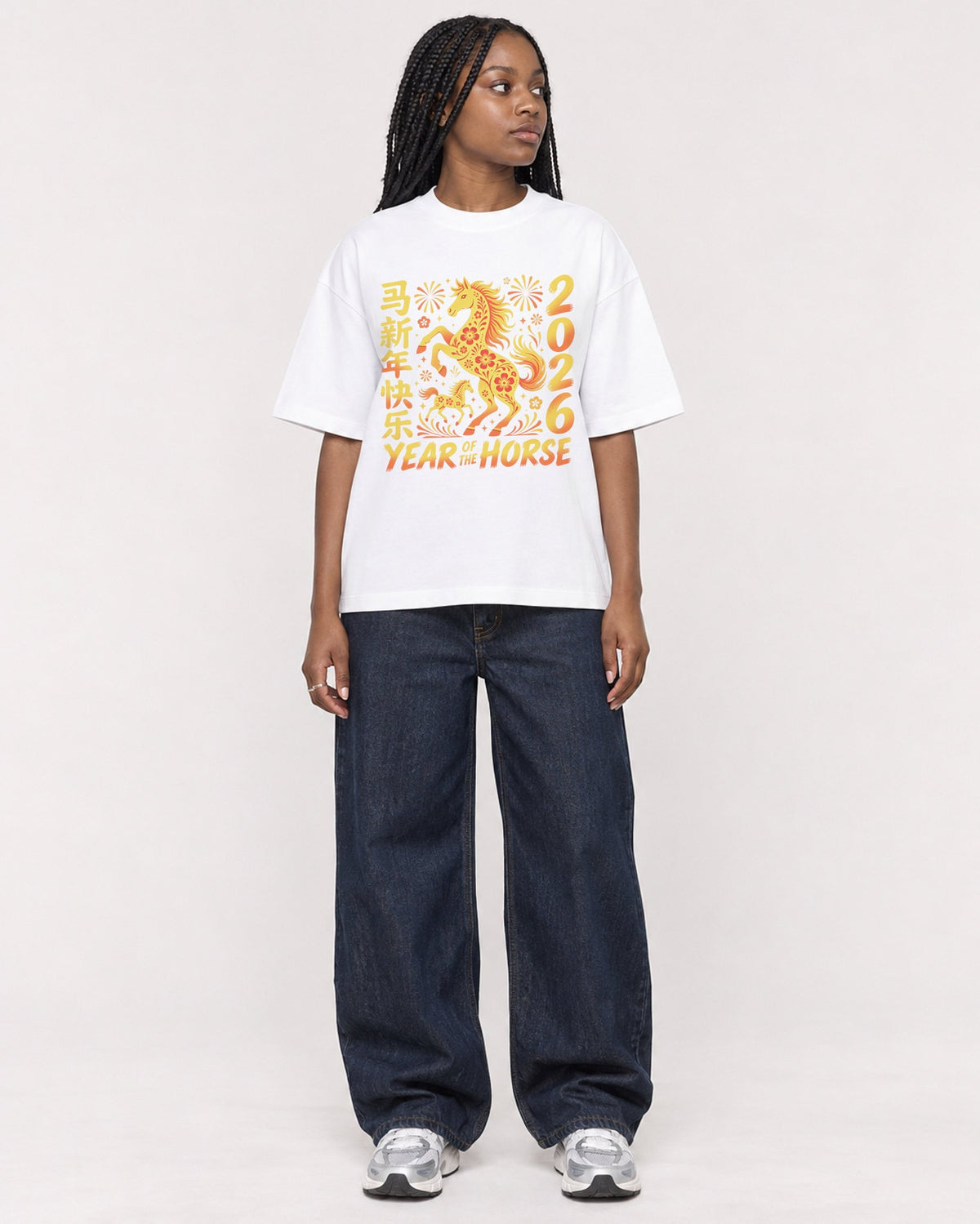 Mockup Boxy Heavyweight Tee White female full-body 04