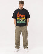 Mockup Boxy Heavyweight Tee Black male full-body 08