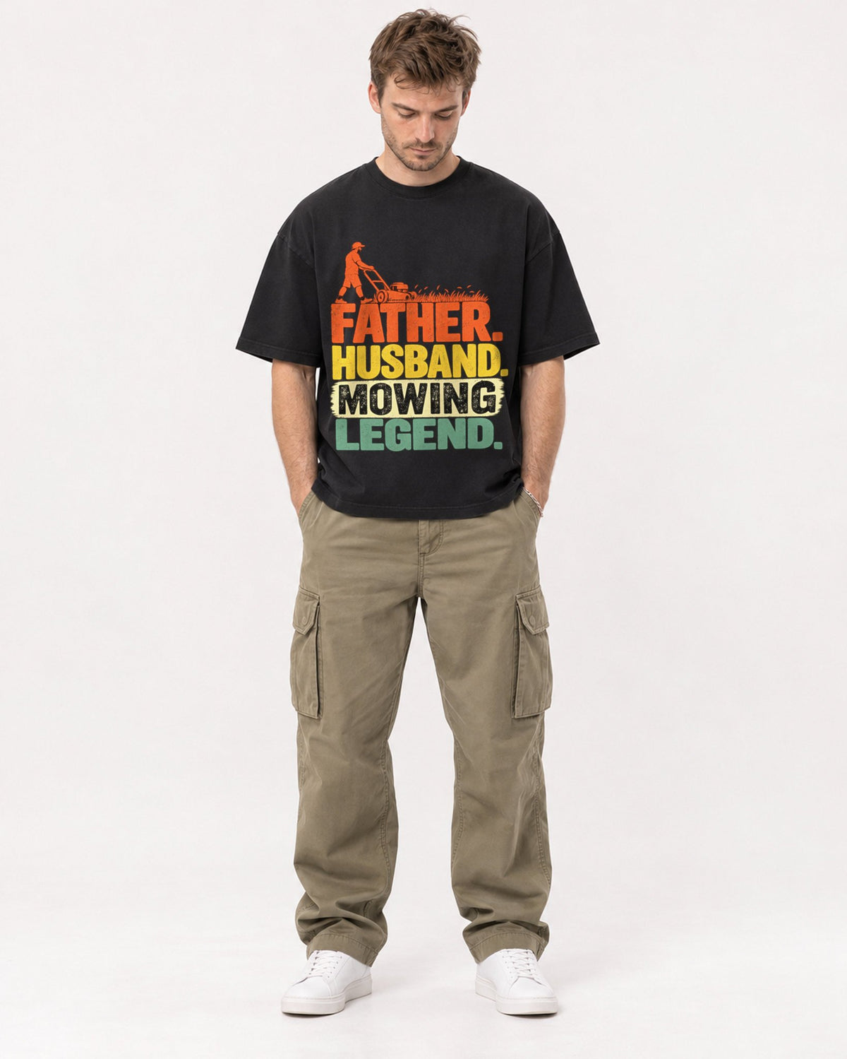 Mockup Boxy Heavyweight Tee Black male full-body 08