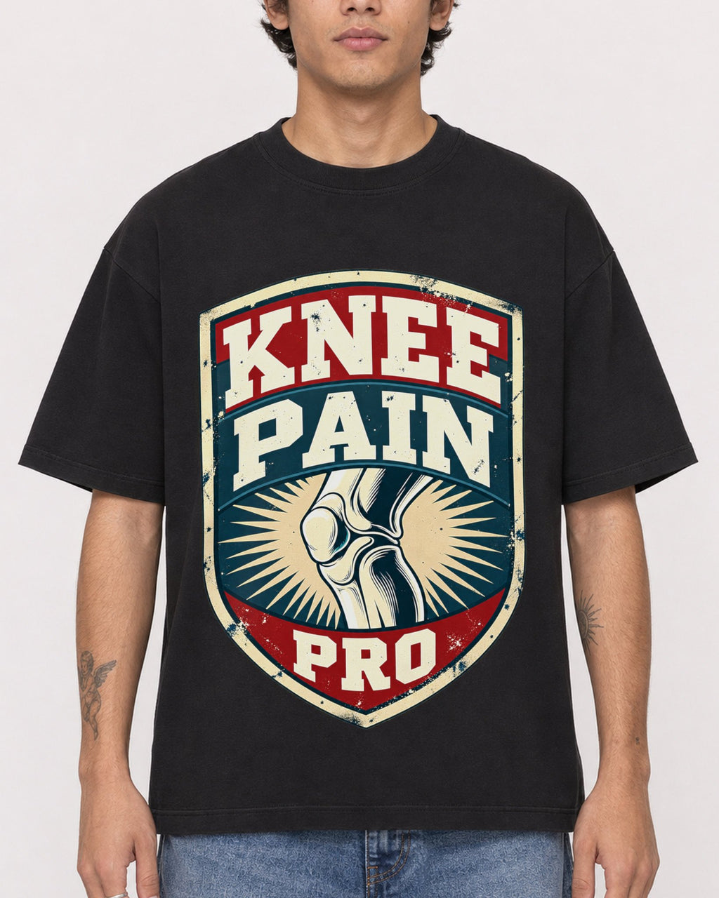 Mockup Boxy Heavyweight Tee Black male close-up 06
