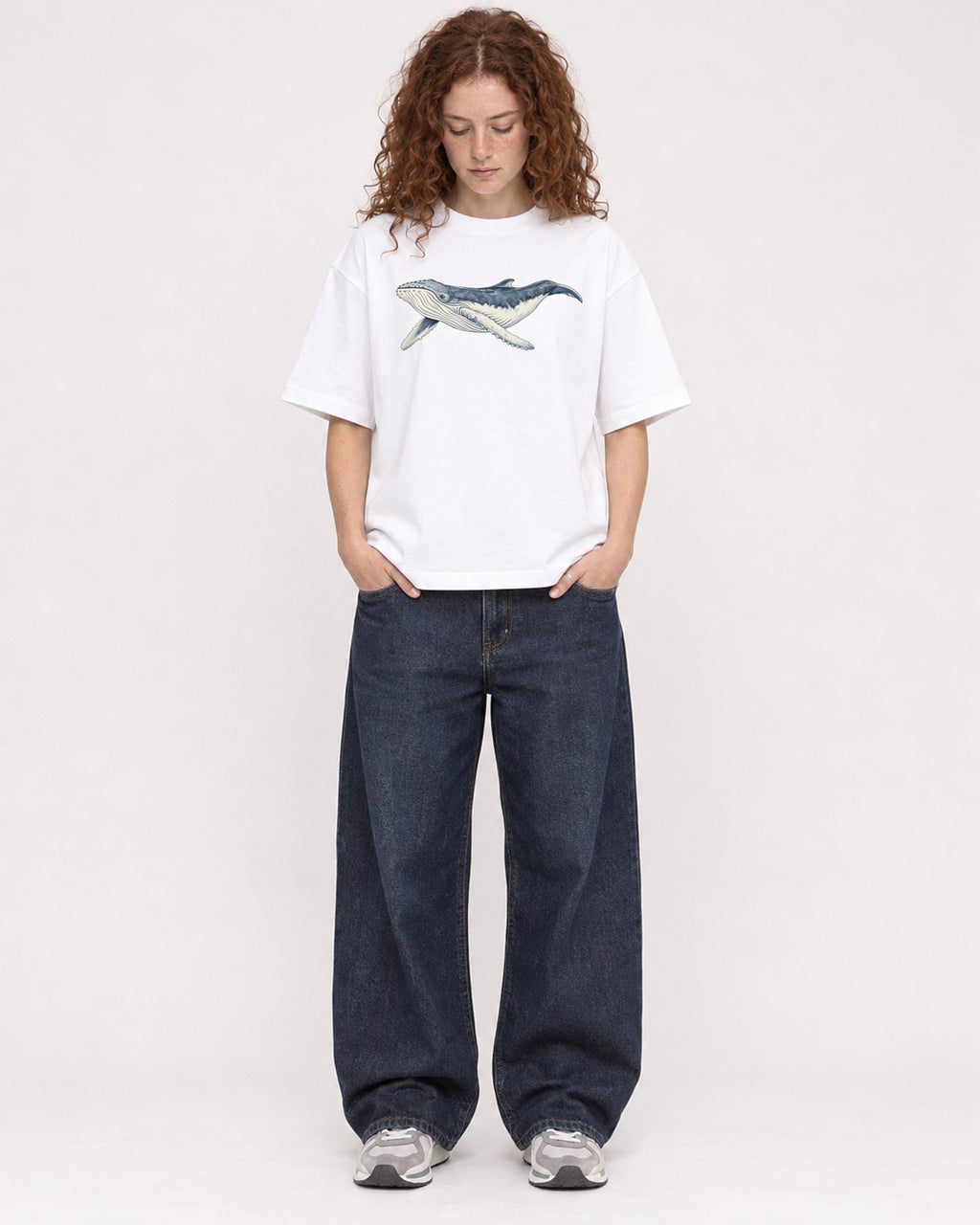 Mockup Boxy Heavyweight Tee White female full-body 09