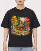 Mockup Boxy Heavyweight Tee Black male close-up 01