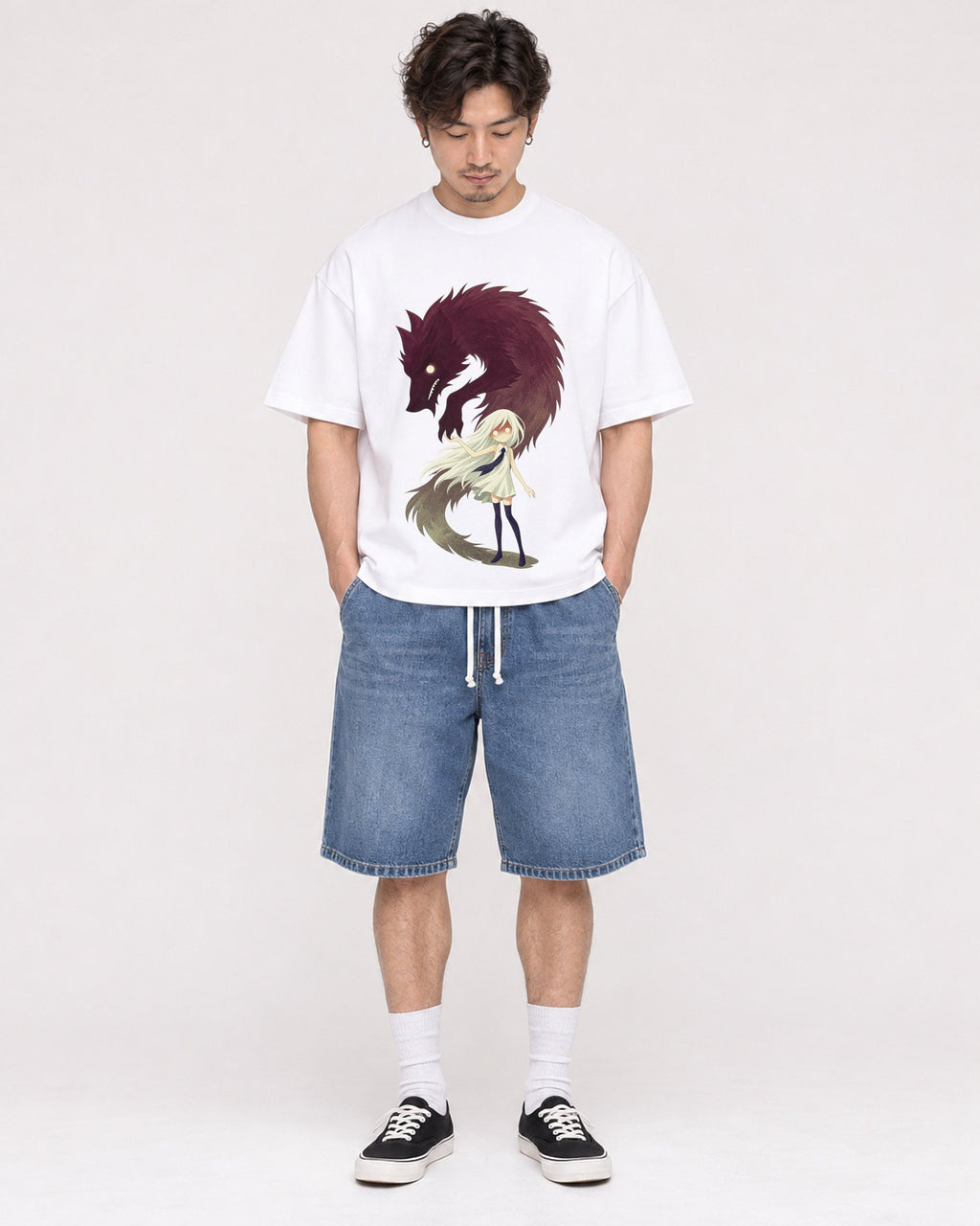 Mockup Boxy Heavyweight Tee White male full-body 03