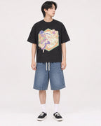 Mockup Boxy Heavyweight Tee Black male full-body 11