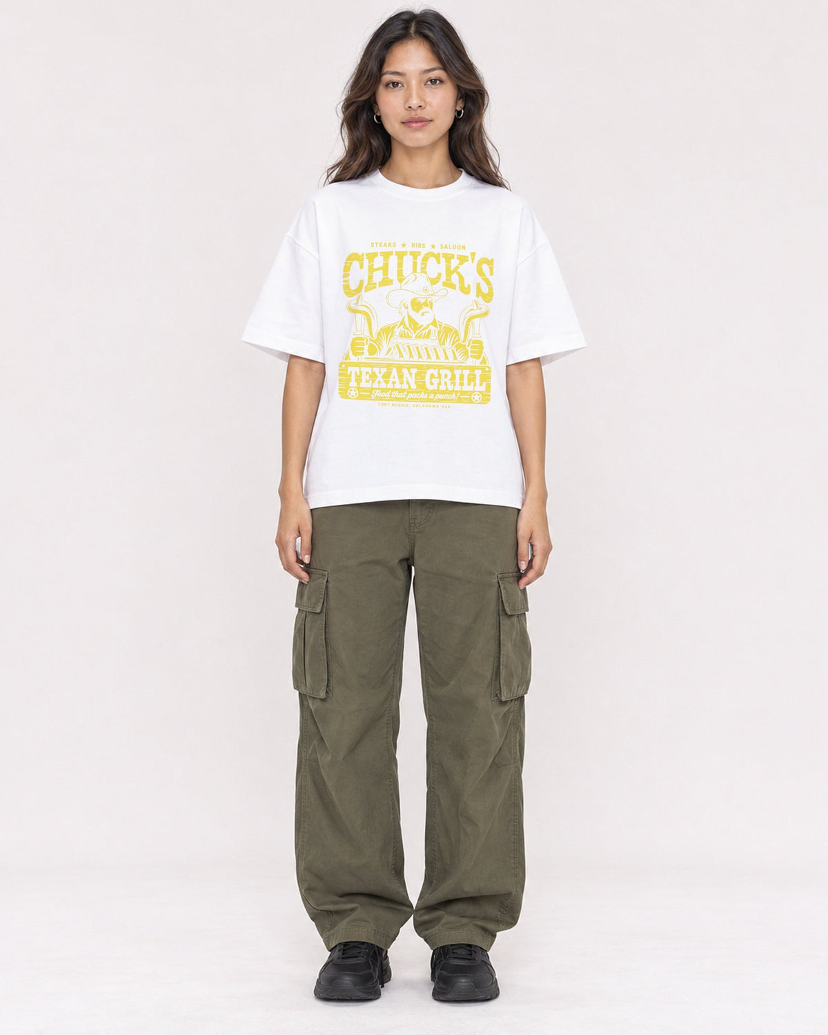 Mockup Boxy Heavyweight Tee White female full-body 02
