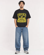 Mockup Boxy Heavyweight Tee Black male full-body 02