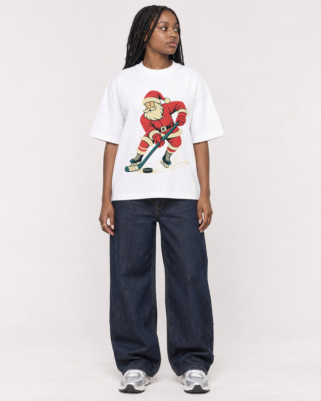 Mockup Boxy Heavyweight Tee White female full-body 04