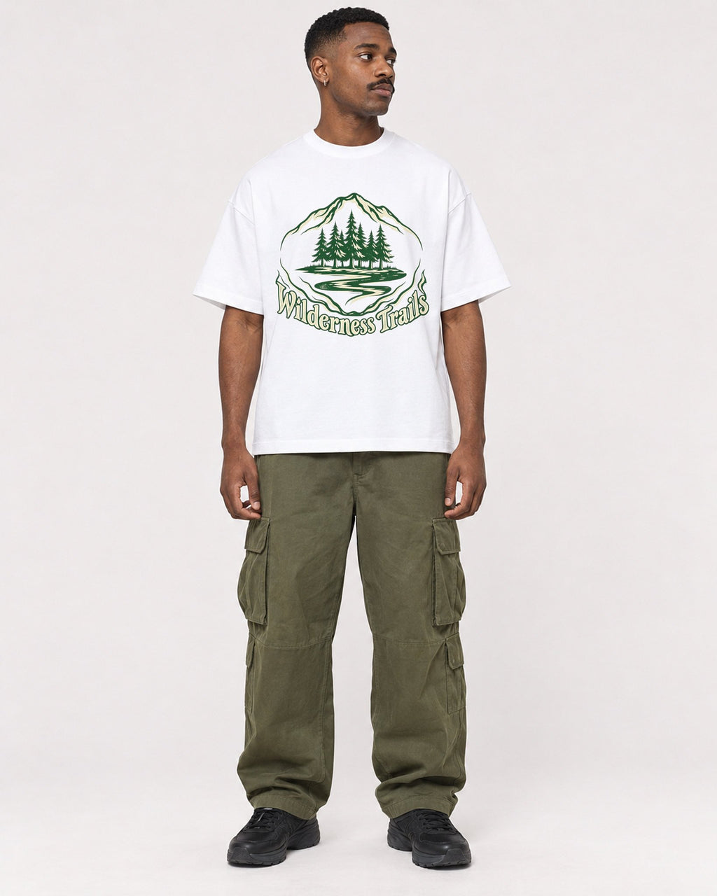 Mockup Boxy Heavyweight Tee White male full-body 14