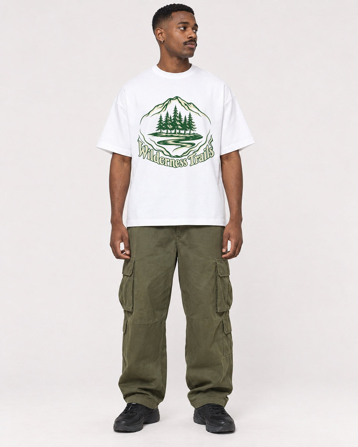 Mockup Boxy Heavyweight Tee White male full-body 14