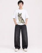 Mockup Boxy Heavyweight Tee White female full-body 23