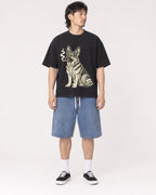 Mockup Boxy Heavyweight Tee Black male full-body 23