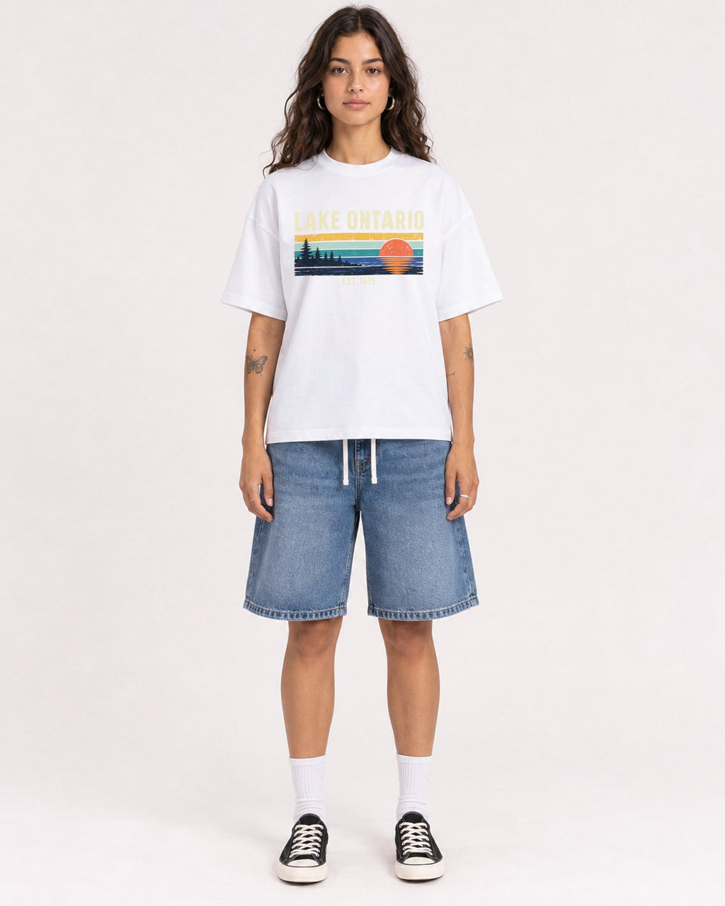 Mockup Boxy Heavyweight Tee White female full-body 06