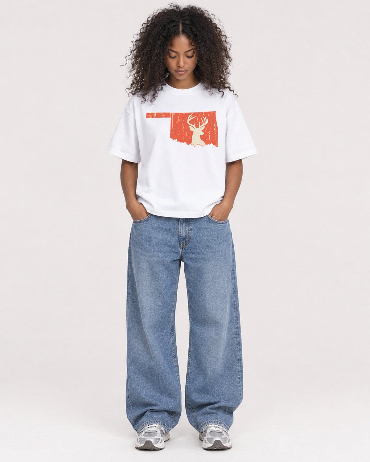 Mockup Boxy Heavyweight Tee White female full-body 05