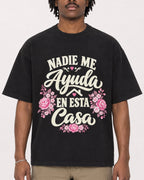 Mockup Boxy Heavyweight Tee Black male close-up 04