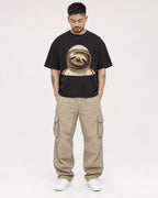 Mockup Boxy Heavyweight Tee Black male full-body 12