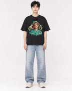 Mockup Boxy Heavyweight Tee Black male full-body 01