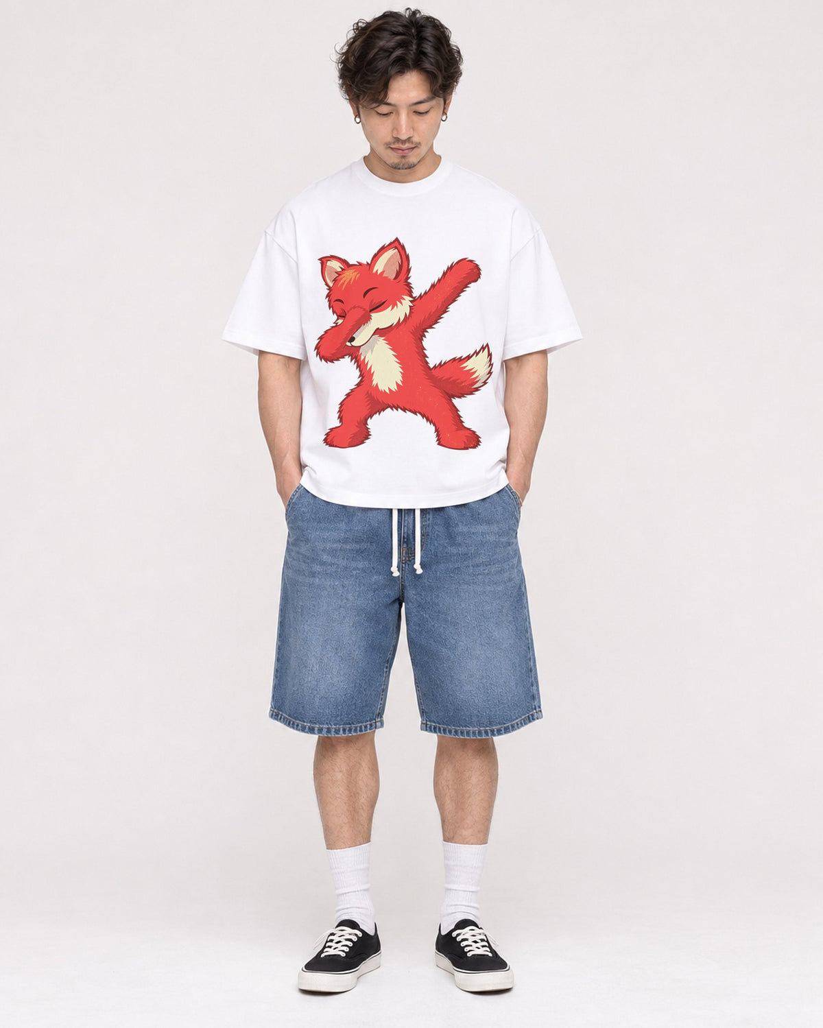 Mockup Boxy Heavyweight Tee White male full-body 03