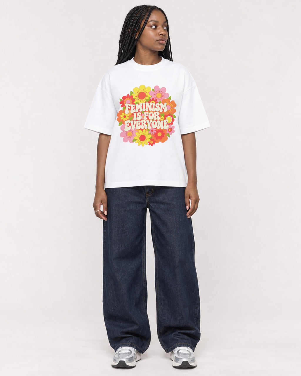Mockup Boxy Heavyweight Tee White female full-body 04