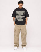 Mockup Boxy Heavyweight Tee Black male full-body 36