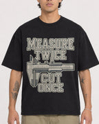 Mockup Boxy Heavyweight Tee Black male close-up 36