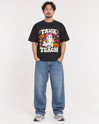 Mockup Boxy Heavyweight Tee Black male full-body 02