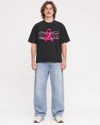 Mockup Boxy Heavyweight Tee Black male full-body 49