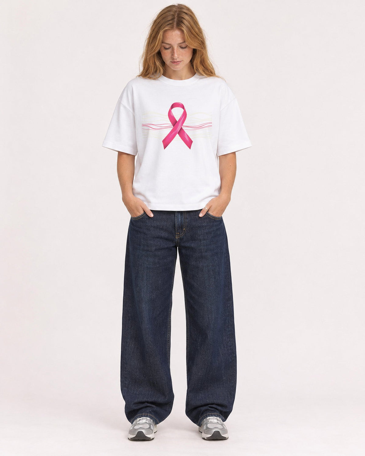 Mockup Boxy Heavyweight Tee White female full-body 49