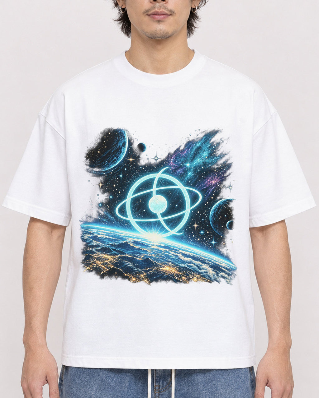 Mockup Boxy Heavyweight Tee White male close-up 03