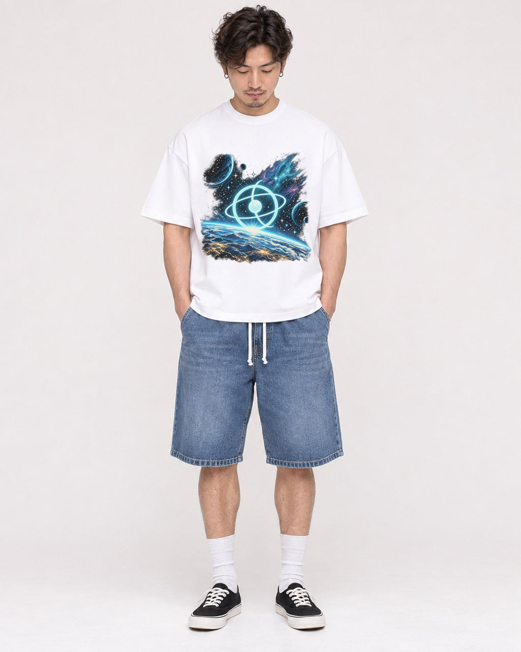 Mockup Boxy Heavyweight Tee White male full-body 03