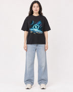 Mockup Boxy Heavyweight Tee Black female full-body 03