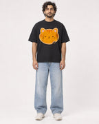 Mockup Boxy Heavyweight Tee Black male full-body 17