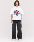 Mockup Boxy Heavyweight Tee White female full-body 18