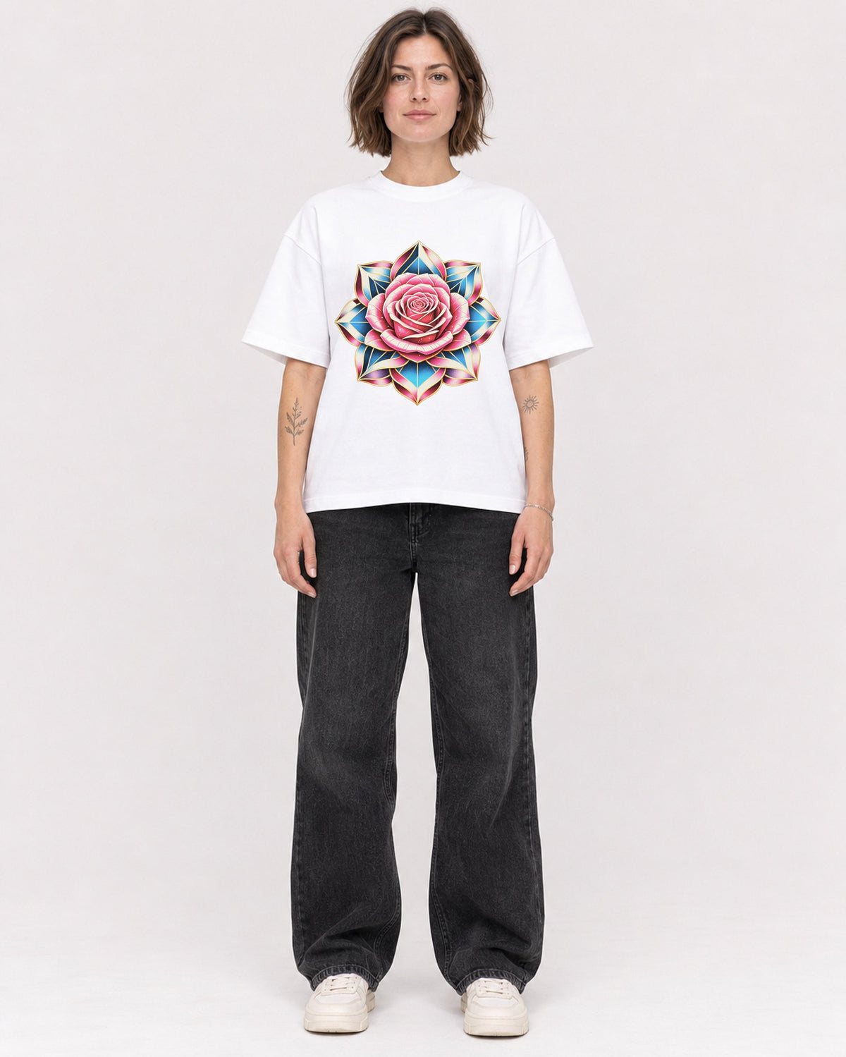 Mockup Boxy Heavyweight Tee White female full-body 18