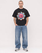 Mockup Boxy Heavyweight Tee Black male full-body 18