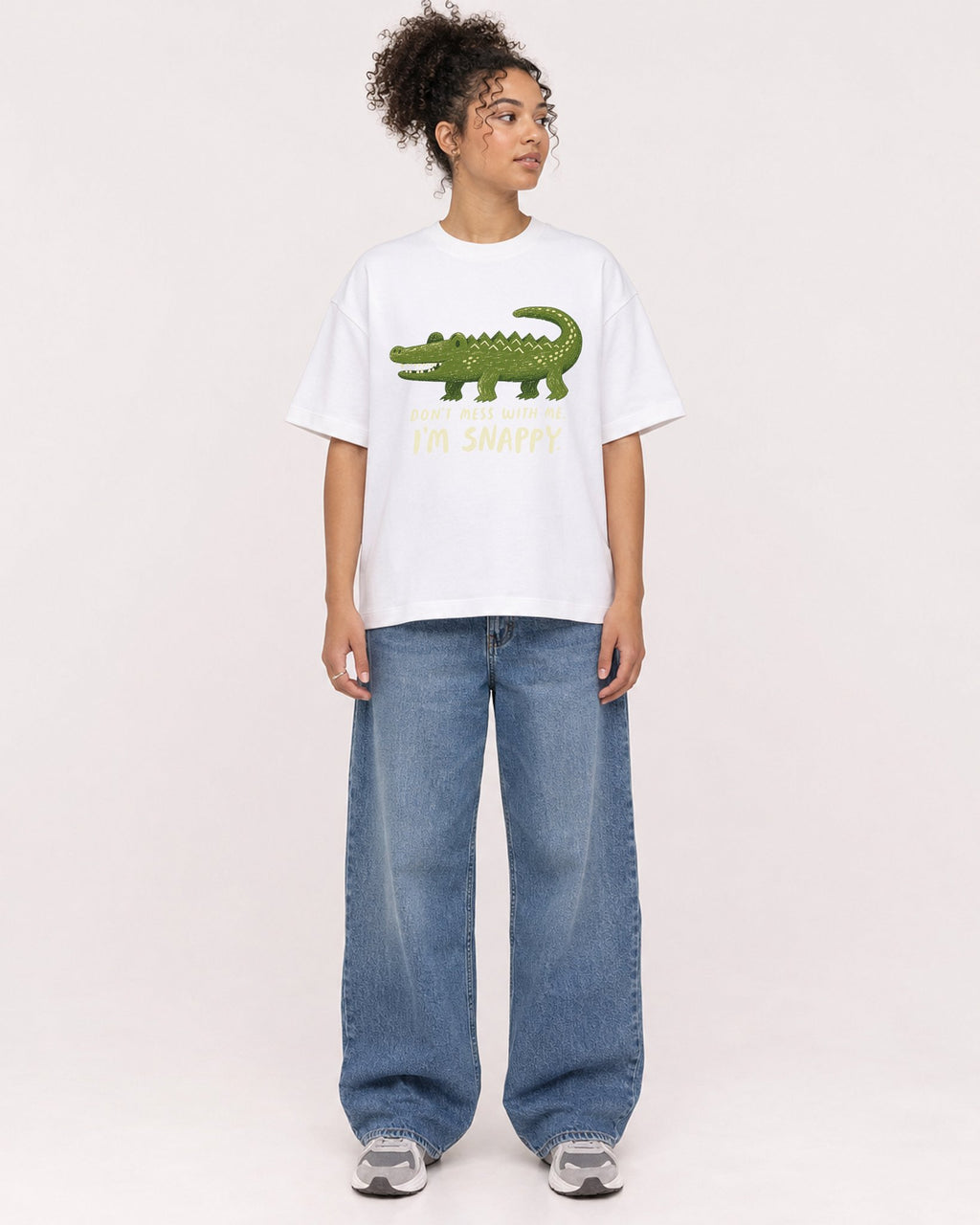 Mockup Boxy Heavyweight Tee White female full-body 20