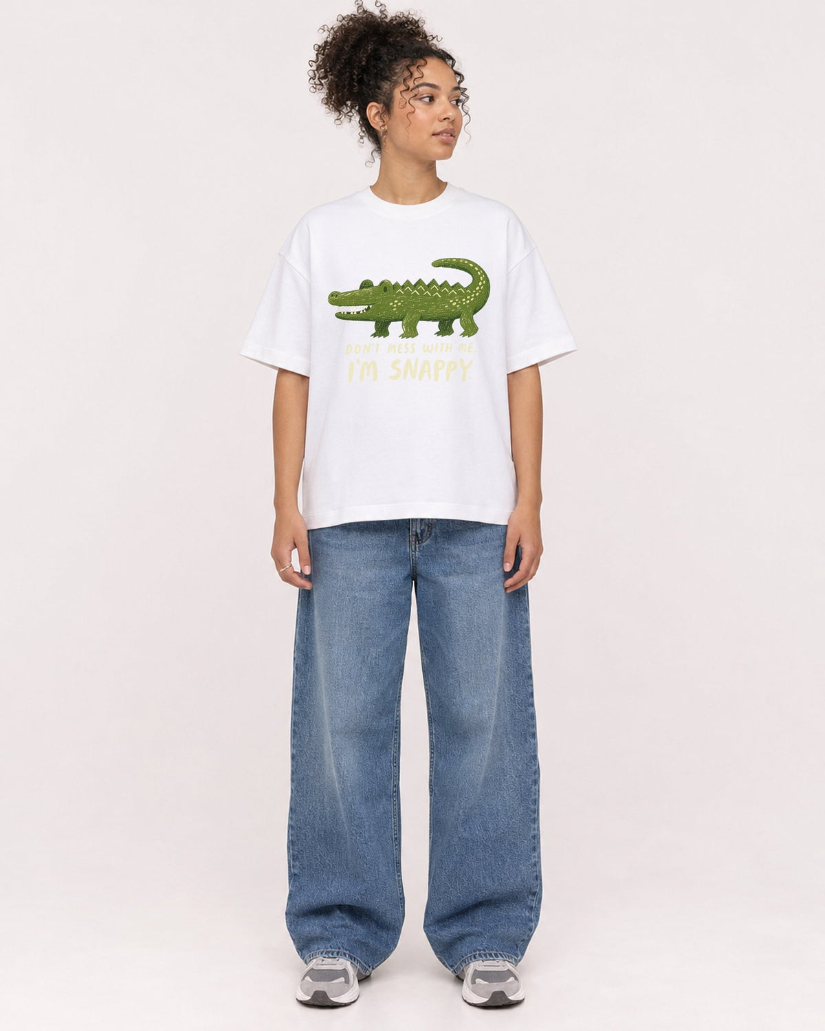 Mockup Boxy Heavyweight Tee White female full-body 20