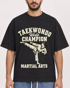 Mockup Boxy Heavyweight Tee Black male close-up 07