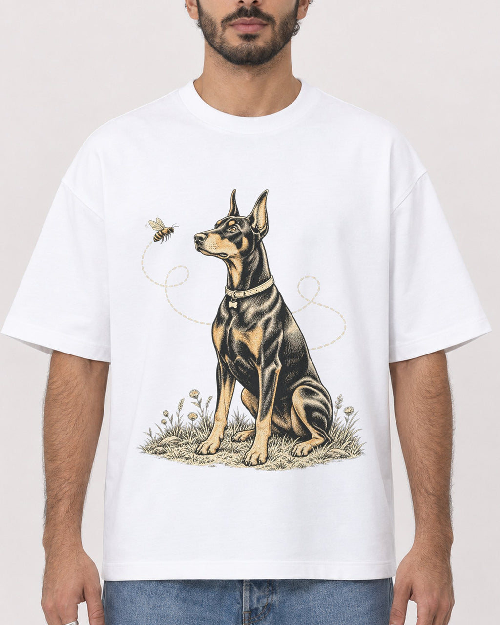 Mockup Boxy Heavyweight Tee White male close-up 27