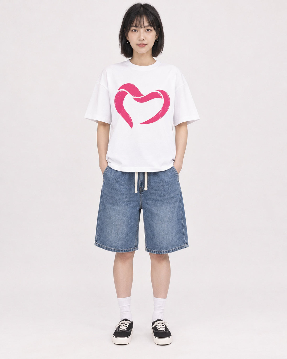 Mockup Boxy Heavyweight Tee White female full-body 11