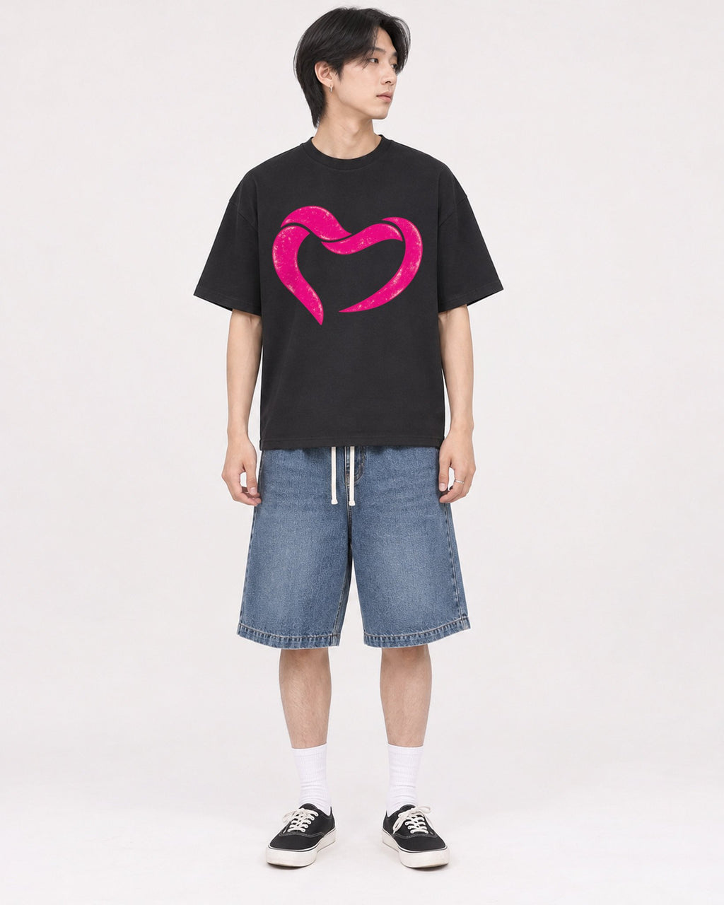 Mockup Boxy Heavyweight Tee Black male full-body 11